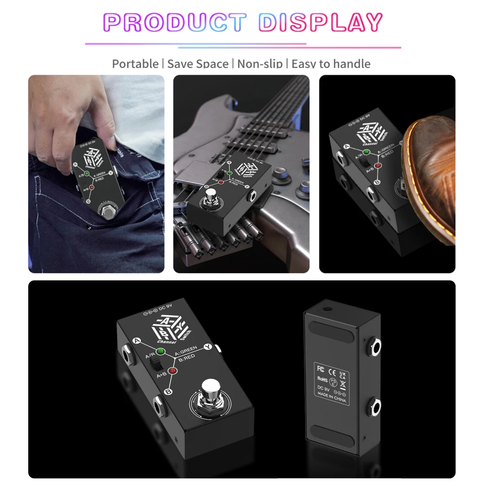 Guitar Effect Pedal Guitar Pedals ABY Box Line Selector AB Switch Mini Effect Pedal Bidirectional Transmission Anti-slip Support A/B or A and B Mode