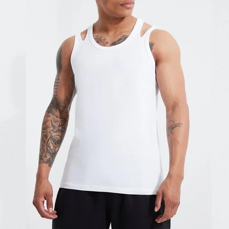 Description Picture 6 of itemWhite Loose Casual Mens Vest New Summer Street Sleeveless I-shaped Vest Suspender Tank Top for Men