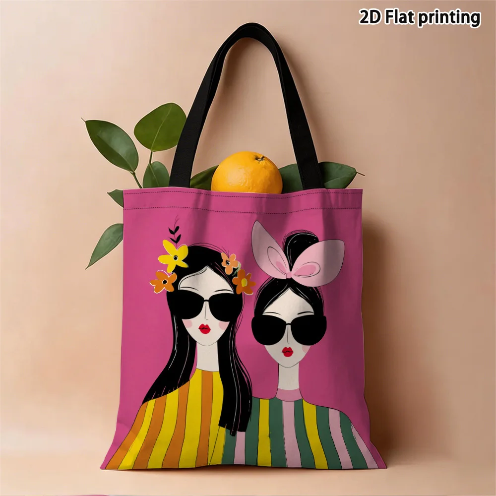 Chic Reusable Tote Bag with Stylish Print - Perfect for Shopping, Groceries, and Beach Outings
