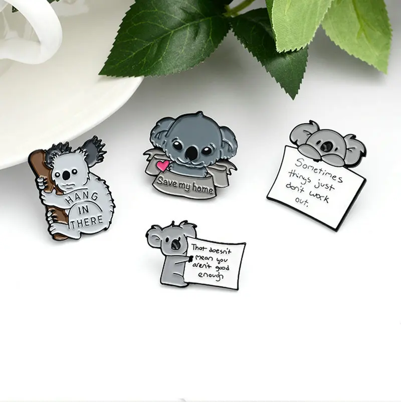 

Save My Home Enamel Pin Custom Cartoon Koala Bear Tips Brooches Badge for Bag Lapel Pin Buckle Animal Jewelry Gift for Friend