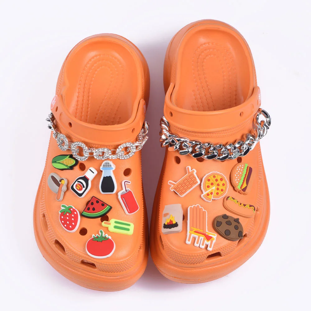 

BBQ Party Shoes Decorations Food Barbecue Sauce Shoe Charms Pizza Vegetables Hamburger Accessories Corn Tomato Fruit Juice