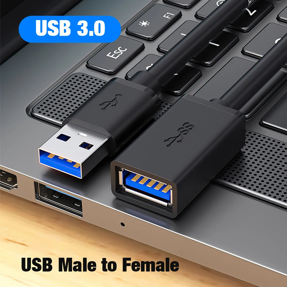USB 3.0 Male to Female Extension Cable - High-Speed Extender Cord, Available in 1m and 5m Lengths