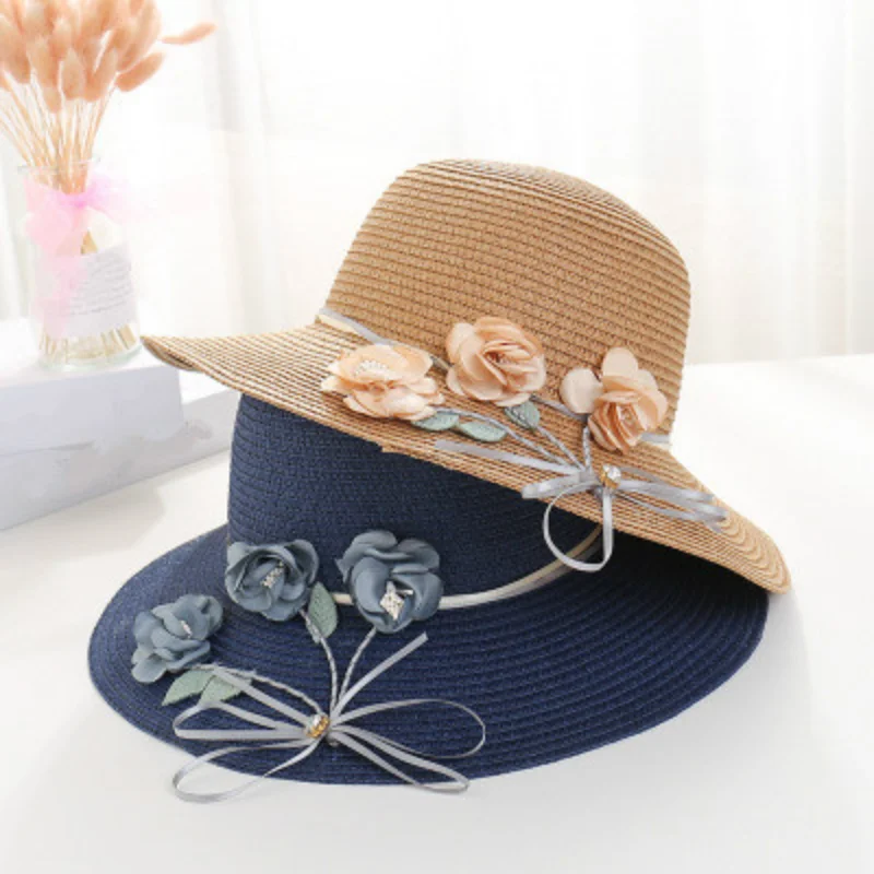 

Sun Hat Female Summer Sun Hat Foldable Beach Flower Straw Hat