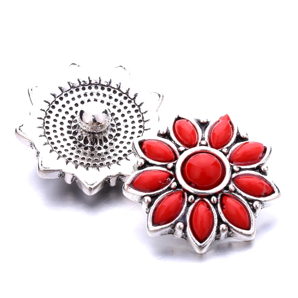 15pcs Vintage Flower 18mm Snap Buttons Charm Fit Snap Button Bracelet Bangle DIY Jewelry Making