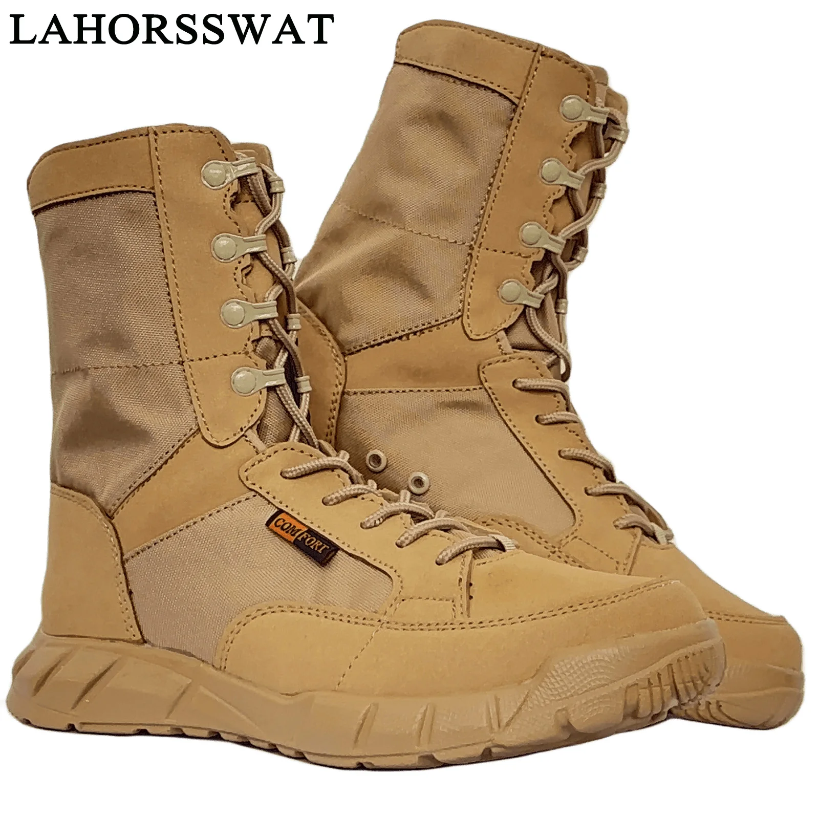 LAHORSSWAT Super Lightweight Man Tactical Boots Combat Training Lace Up Waterproof Outdoor Hiking Breathable Shoes