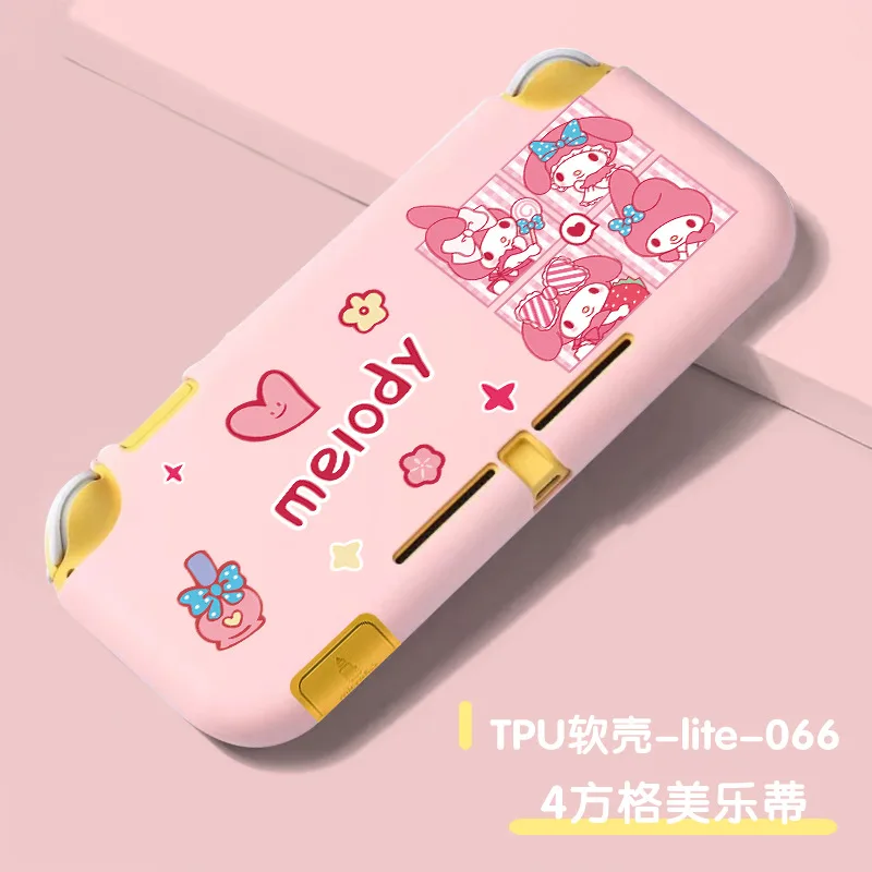 Sanrio Melody-funda protectora trasera completa para consola Nintendo Switch Lite, funda protectora de TPU, dibujos animados, Anime, regalos