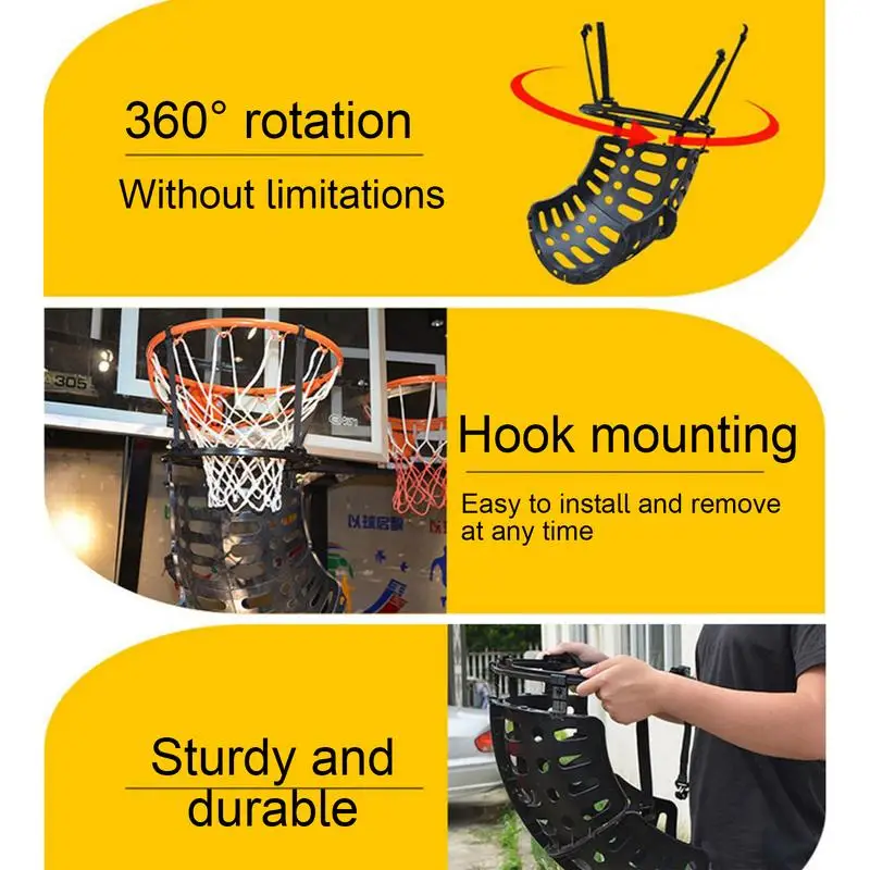 Ball Returning System Basketball Hoop 360 Degree Rotatable Rebounder and Returner Ball Return Supplies Strong Load-bearing