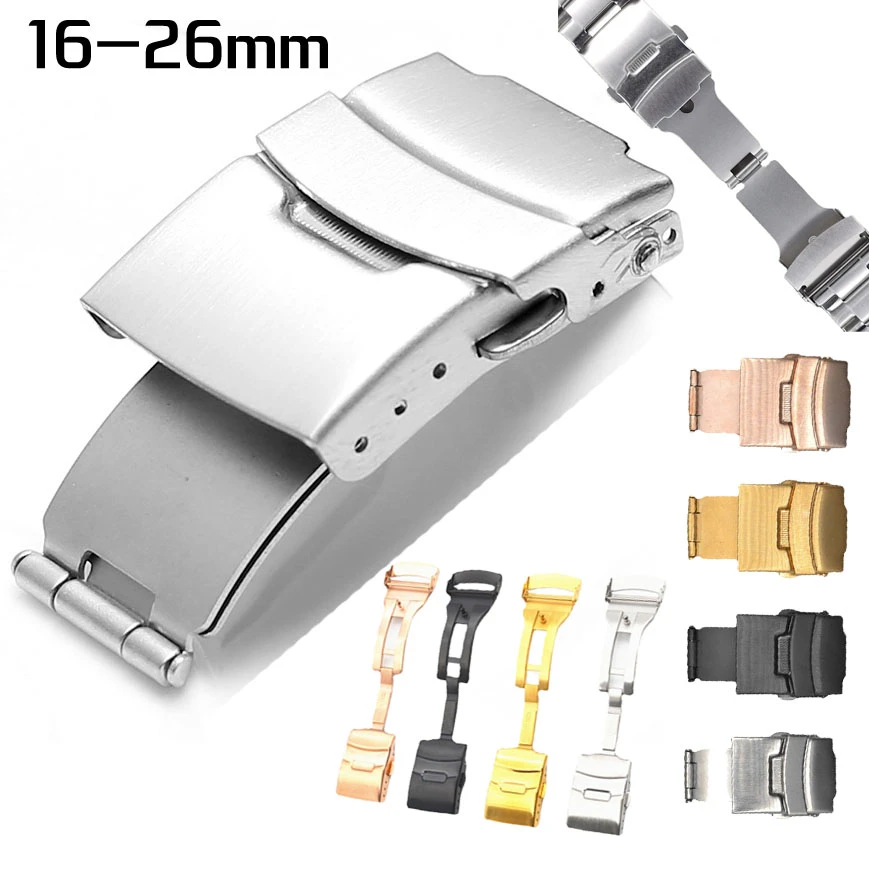 Stainless Steel Watch Strap Band Buckle 16mm 18mm 20mm 22mm 24mm 26mm