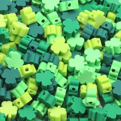 Green Clover Leaf Polymer Clay Spacer Beads for Jewelry Making and Crafts - 20/50/100pcs Set (C06582)