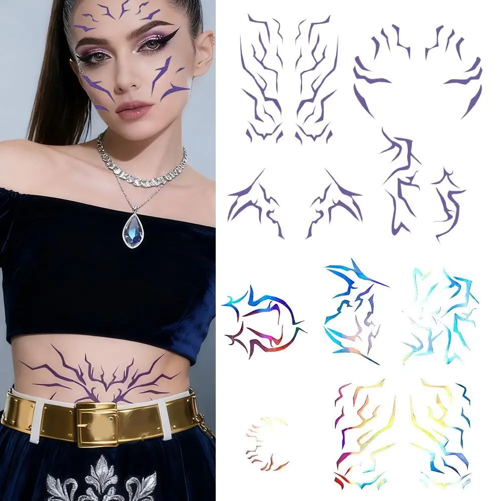 Group Girls Demons Cosplay Purple Tattoo Sticker Temporary Tattoo Cartoon Hunters Costume Accessories Halloween Suit Props