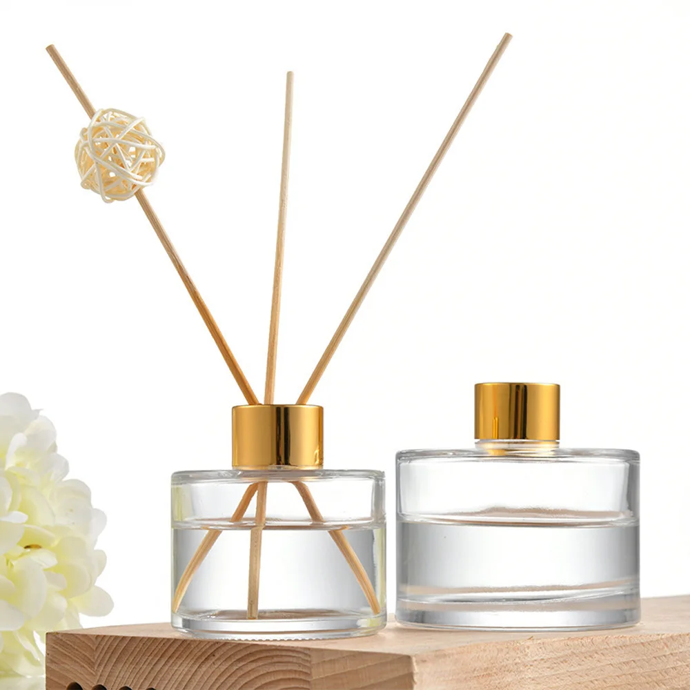 100ml&200ml empty round shape Fragrance glass diffuser bottle&Aromatherapy bottles with alumite circle and plactic lids