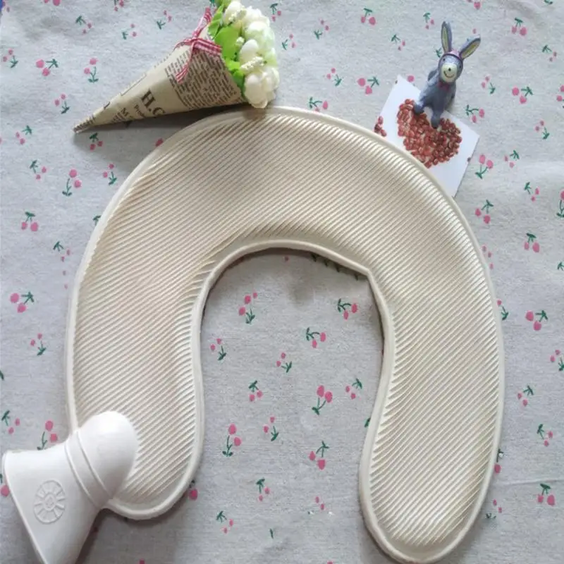 U자형 목 물주머니 미니 실리콘 뜨거운 물병, 따뜻한 휴대용 손 발 열 가방, 재사용 가능한 목 상처 생리통
