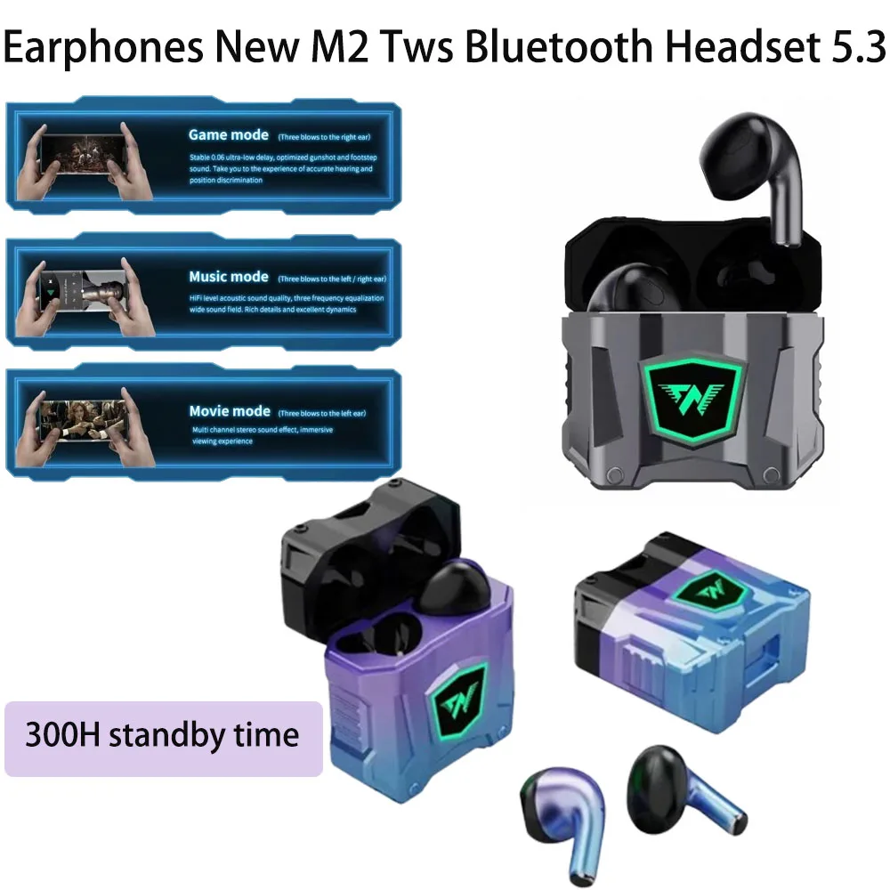 

Earphones New M2 Tws Bluetooth Headset 5.3Waterproof Extra long standby Noise Reduction Wireless K78 Headset Intelligent headset
