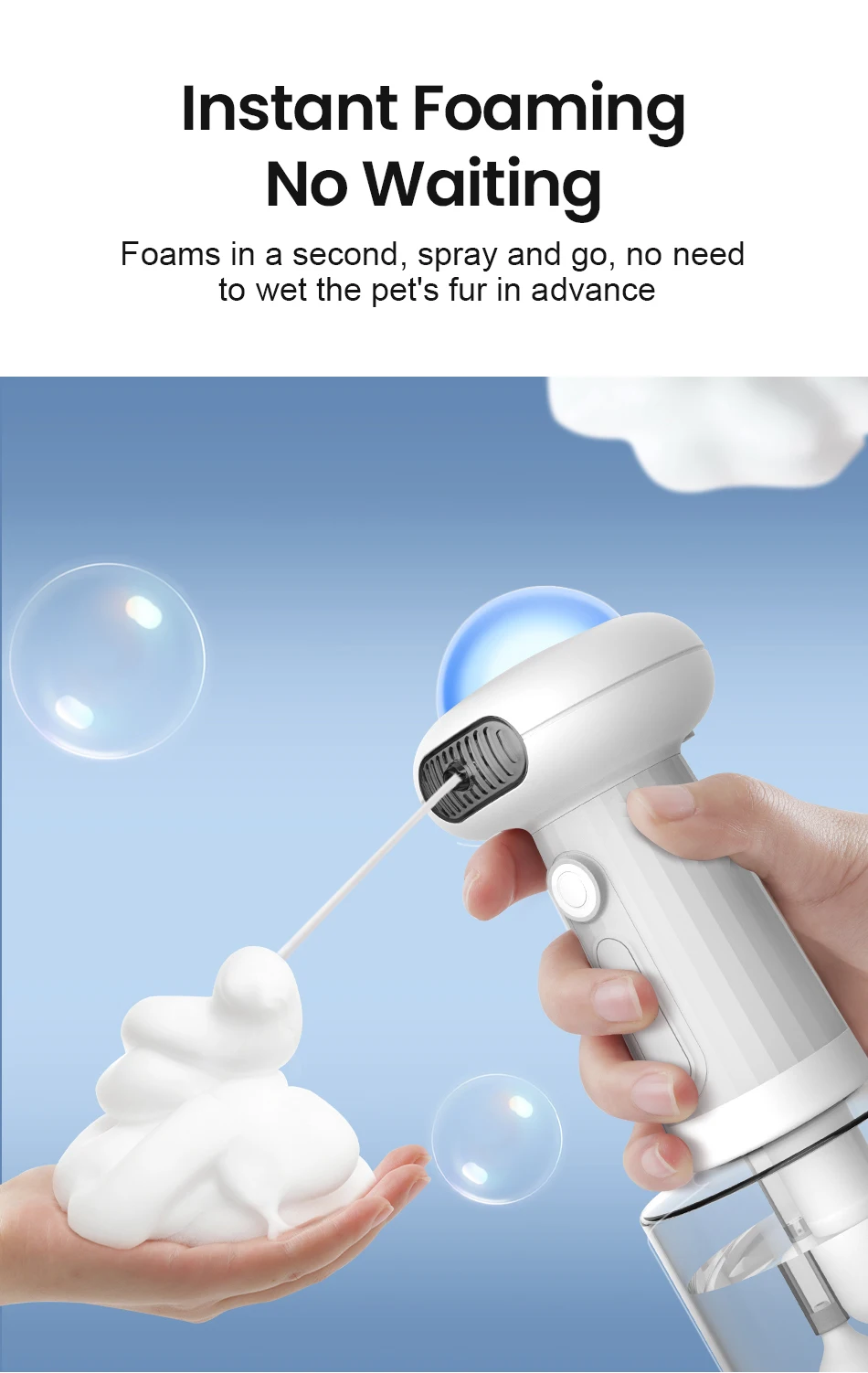 Automatic Pet Soap Dispenser Wireless Electric Cat Foaming Machine Dog Cleaning