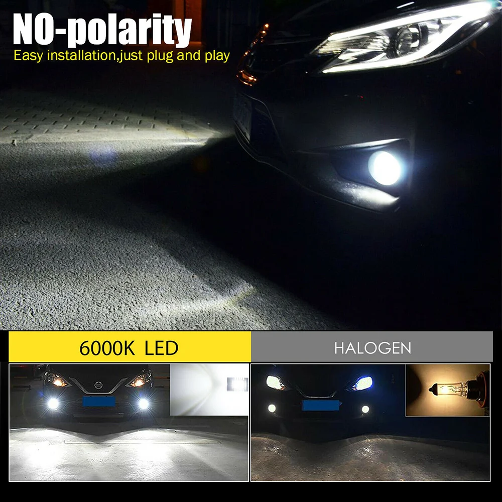 LED Bulbs H16 PS19W 5202 5201 12v Car Driving Fog Lights DRL Lamp 6000K White VANSSI G21 2504 PSX24W