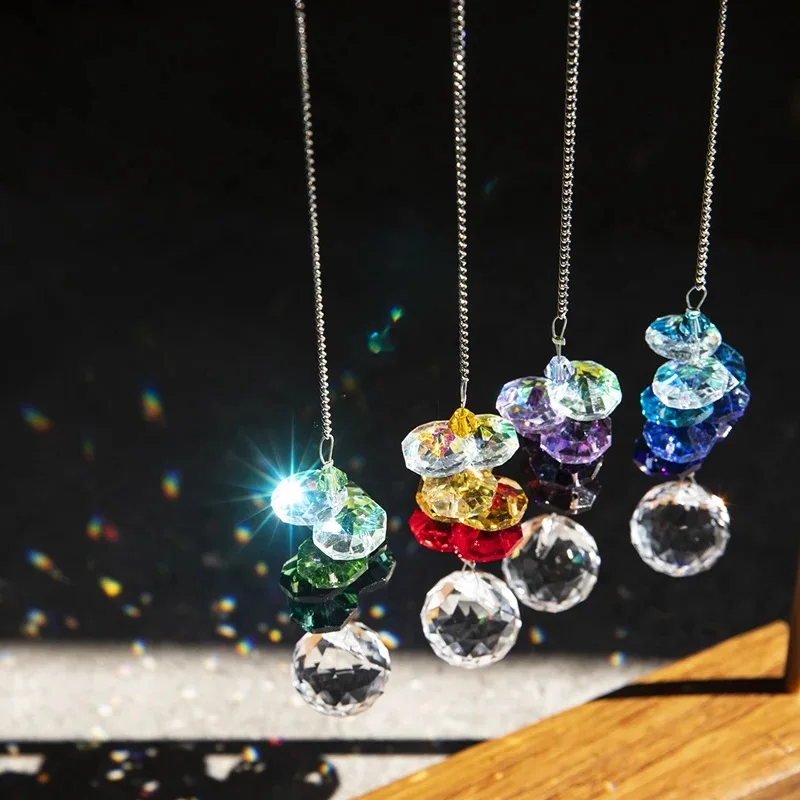 4pcs 20mm Chandelier Crystal Prism Ball Light Catcher Window Hanging Rainbow Maker Home Garden Decoration Set