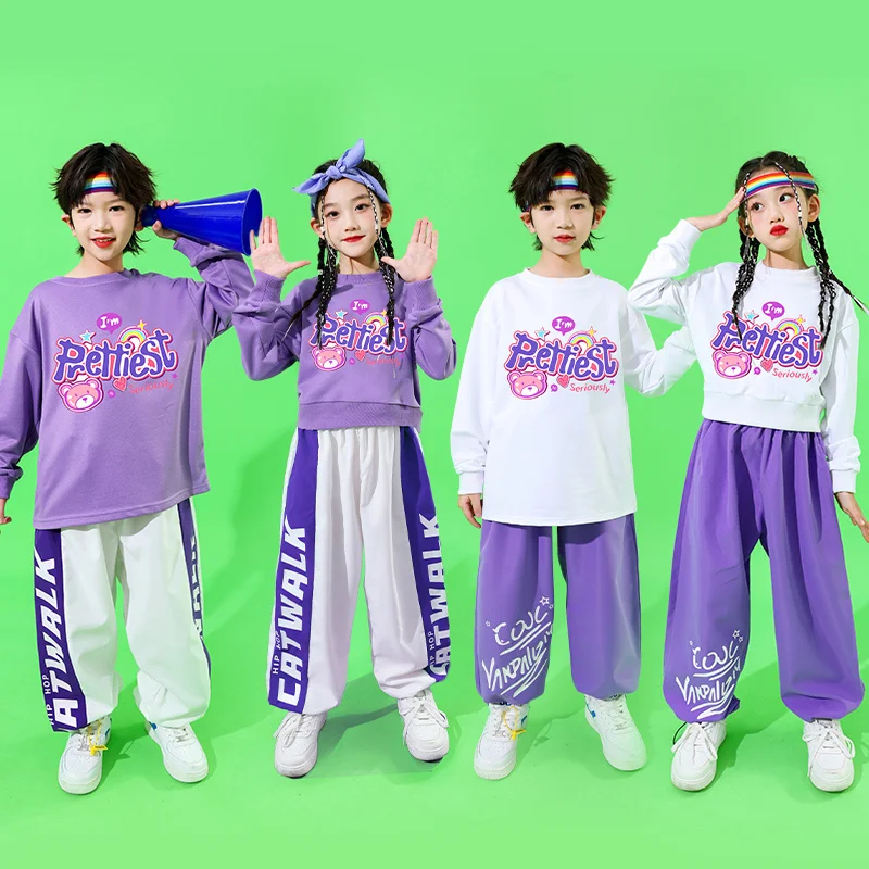 Japan Korean Style Kids Street Wear Hip Hop Dance Costume Suit Boy Girl Streetwear Style y2k Set Teen Child Hiphop Clothing Set