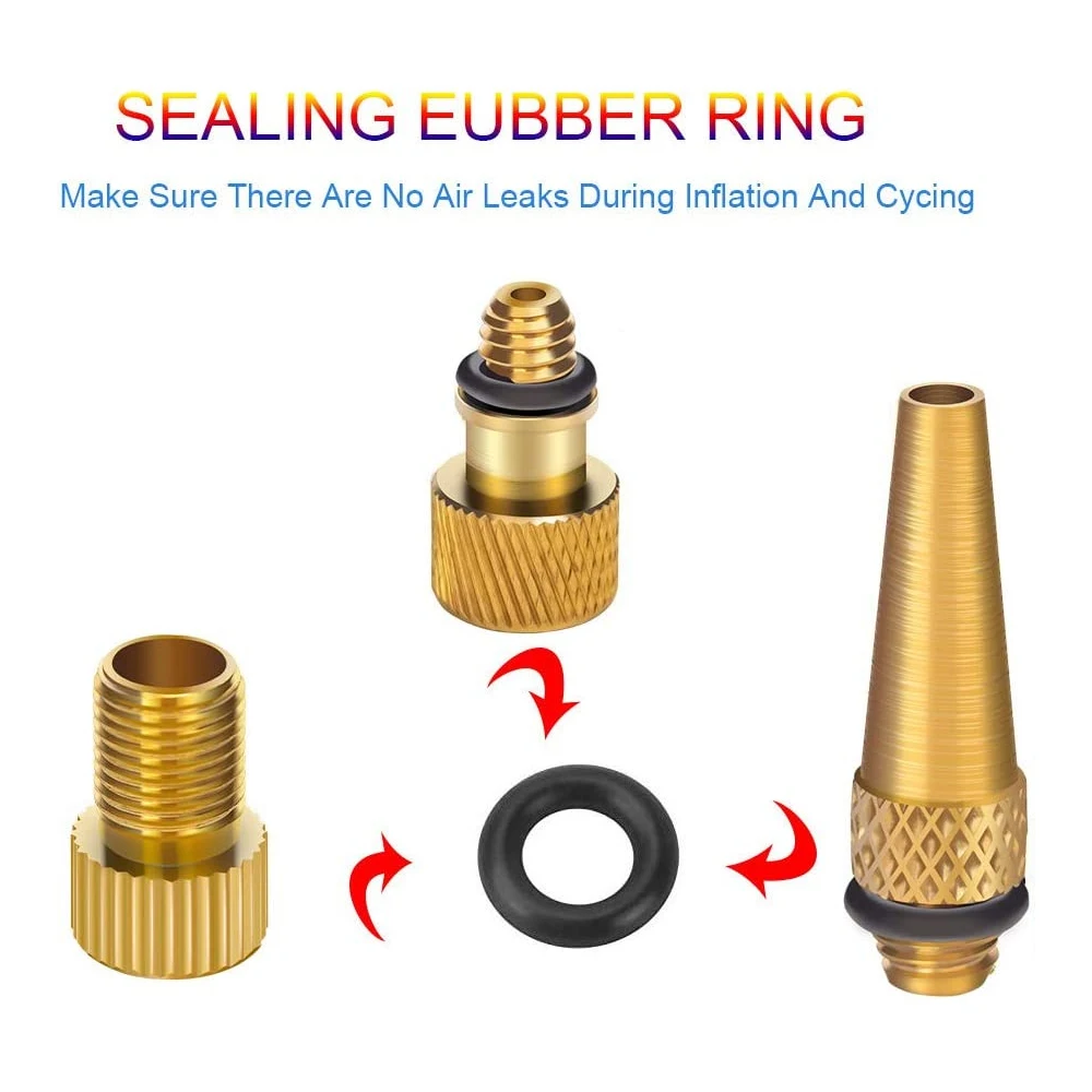 21Pcs Bike Tire Valve Pump Adapters,Brass Presta Schrader Valve