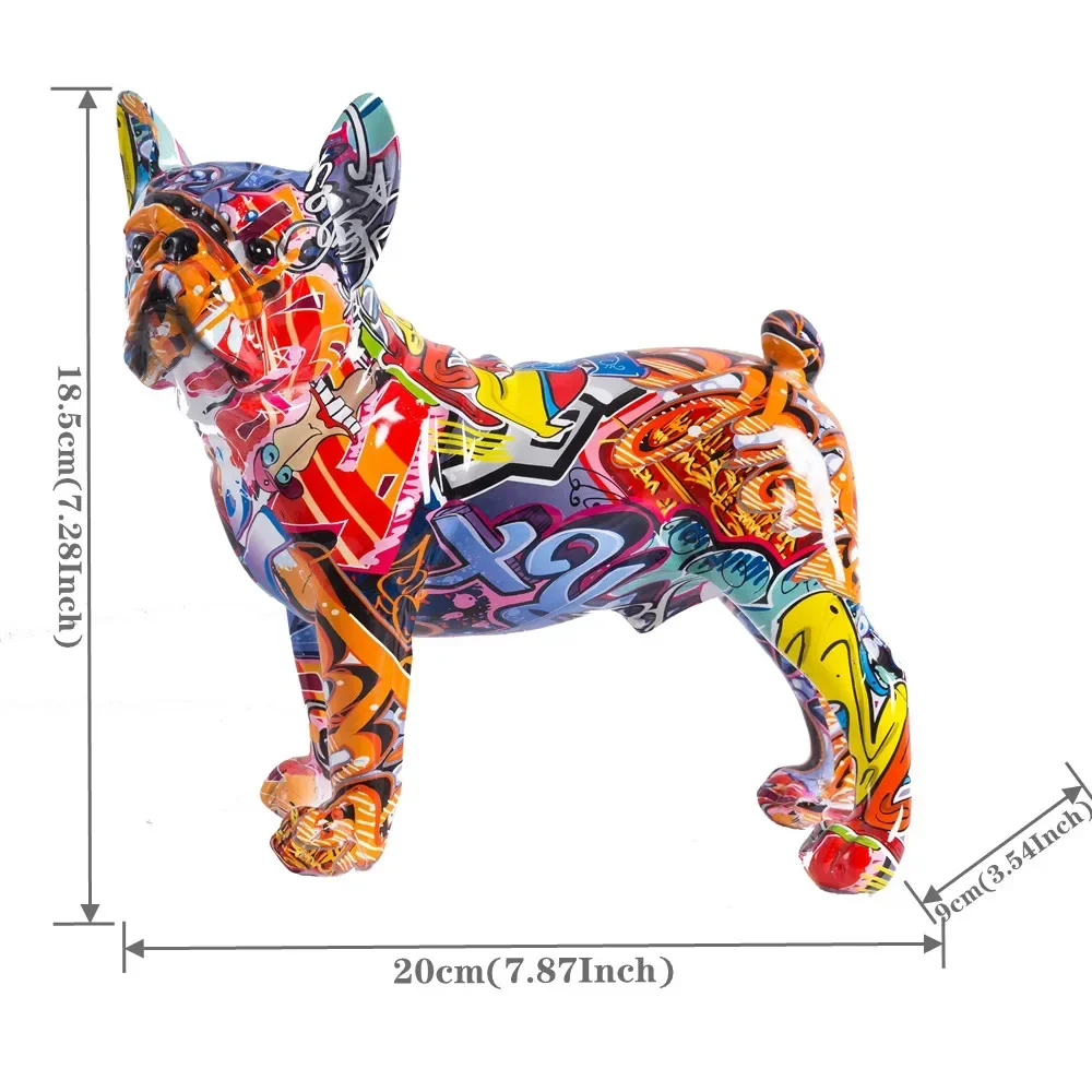 Nordic Art Painting Graffiti L/S French Bulldog Creative Resin Crafts Home Decoration Wine Cabinet Office Decor Resin Crafts 4