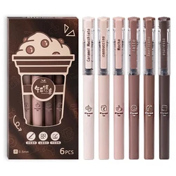 Pack of 6 Quick - Drying Brown Gel Pens - 0.5mm Fine Tip, Large Ink Capacity, Ideal (Coffee - Colored)