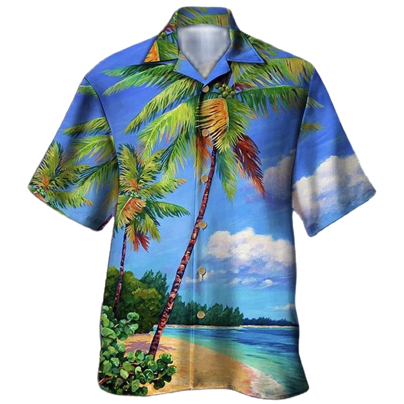 Camisa hawaiana de estilo playero Unisex, camisa informal de manga corta de gran tamaño, cómoda y transpirable, Tops - Ropa de hombre