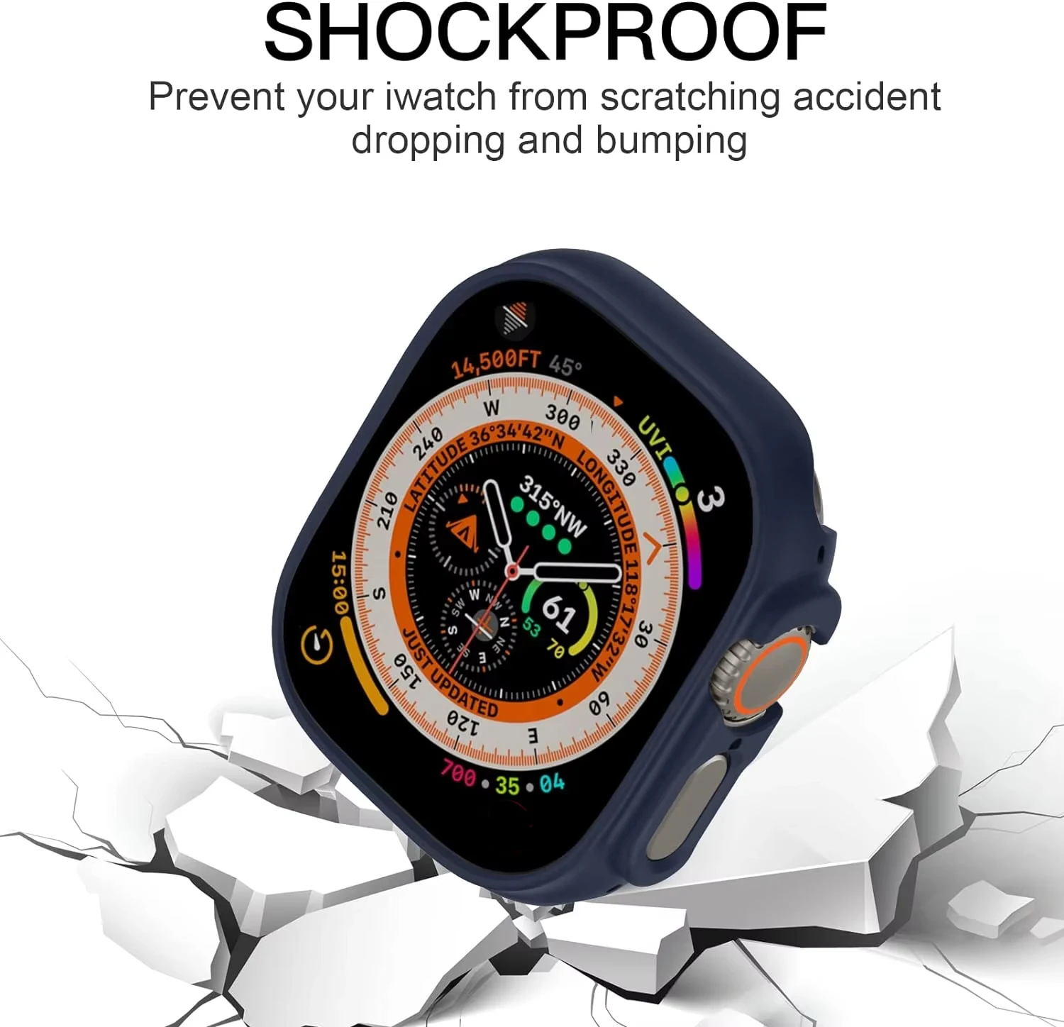 Protective Hard Shell Case for 49mm Smartwatch - Durable Bumper Cover with Fall Prevention