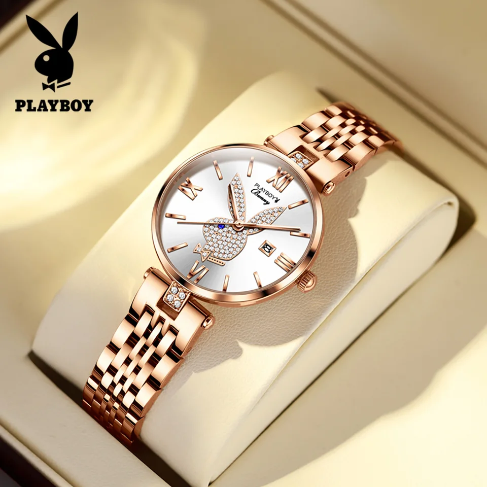 【美品】PLAYBOY プレイボーイ　電池新品　クォーツ 時計 レザーベルト Yahoo!オークション - 正規品 PLAYBOY プレイボーイ 腕時計