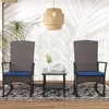 Outdoor Rocking Chair 3 Piece Porch Chairs PE Wicker Patio Bistro Set Brown Rattan Furniture Sets with Coffee Table, Navy 1
