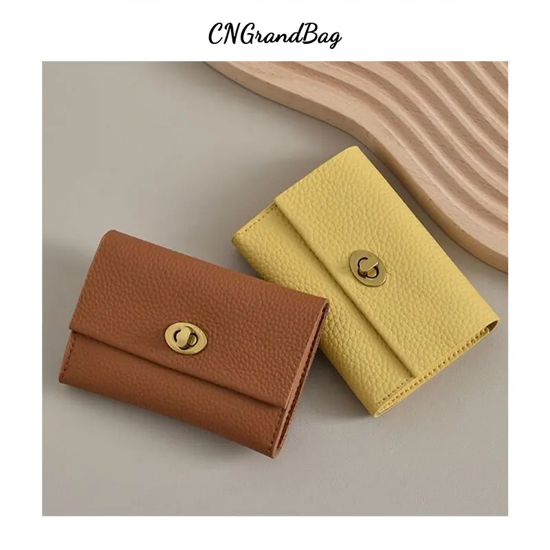 Customized Genuine Leather Retro Cardholder and Lipstick Storage Wallet