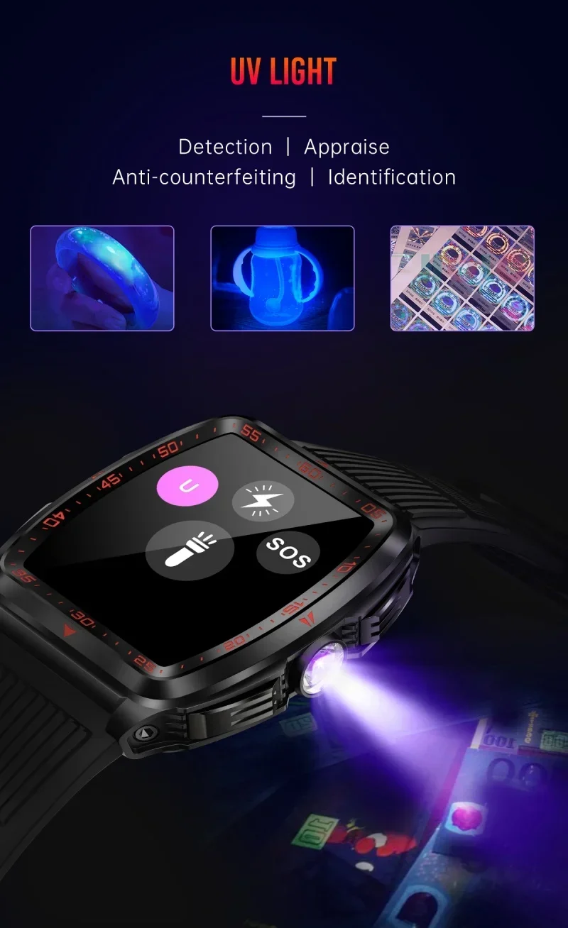 Relógio inteligente masculino militar com monitor de saúde, IA, voz, chamada Bluetooth, fitness, à prova d'água, esportivo, smartwatch para celular iOS e Android_voghion.com