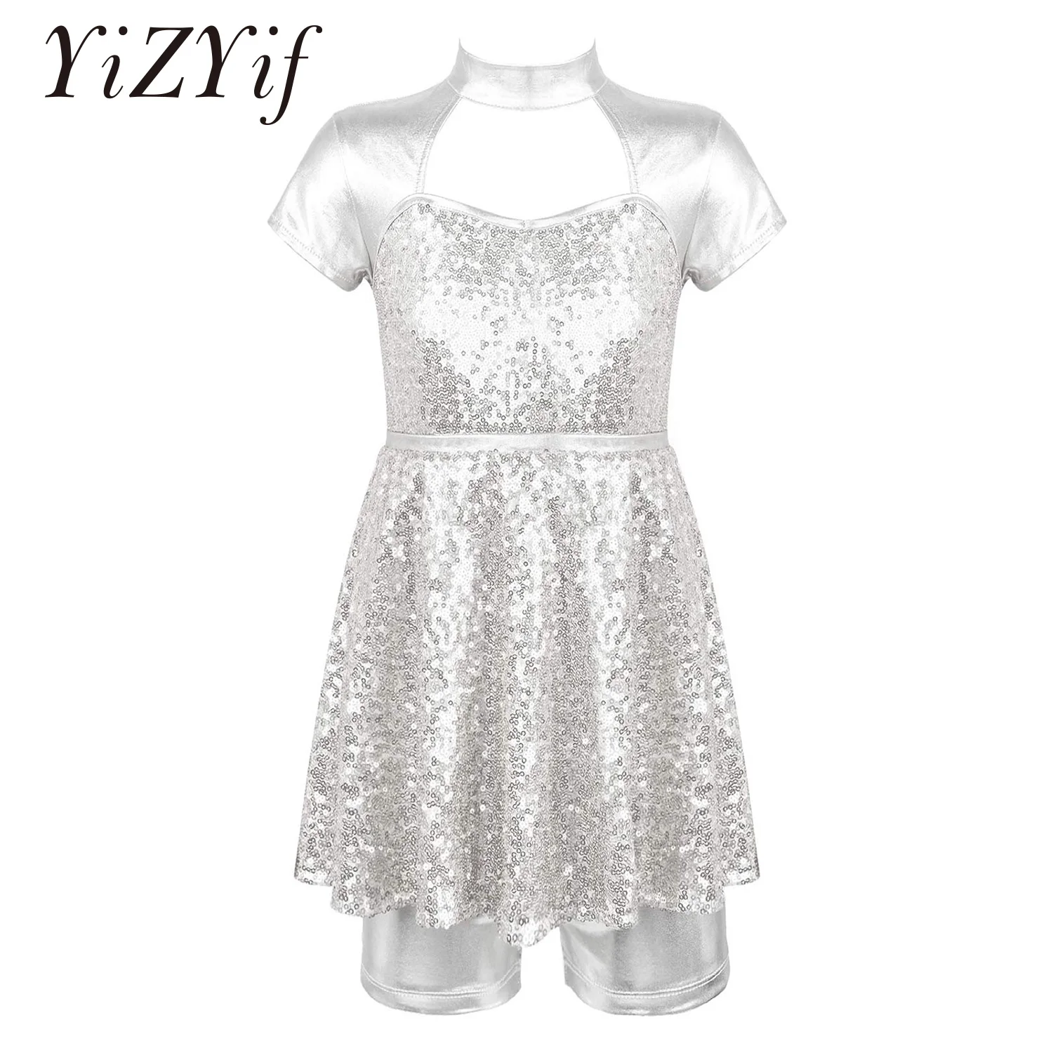 

Детское балетное платье-пачка с блестками, с шортами