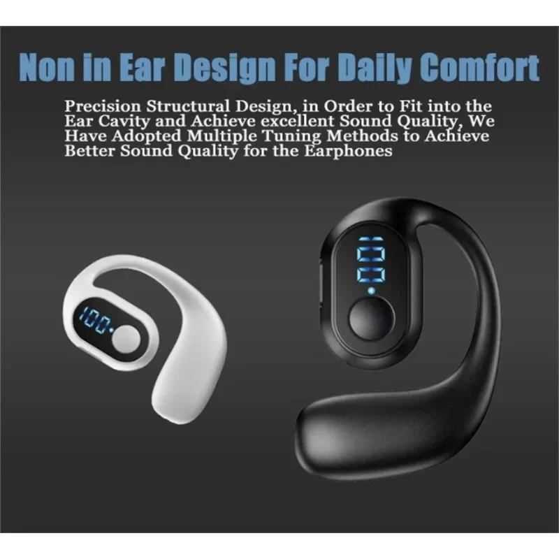 TWS W8 Bluetooth Earphone Wireless Single Ear Hanging Ear Type Non In Ear Business Sports OWS HD Games Comfortable Sports 4