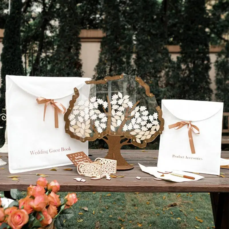 Wedding Guest Book Tree Shape Transparent Guestbook Guest Drop Box Memory Customize Reception Guests Wishes Recorder Supply
