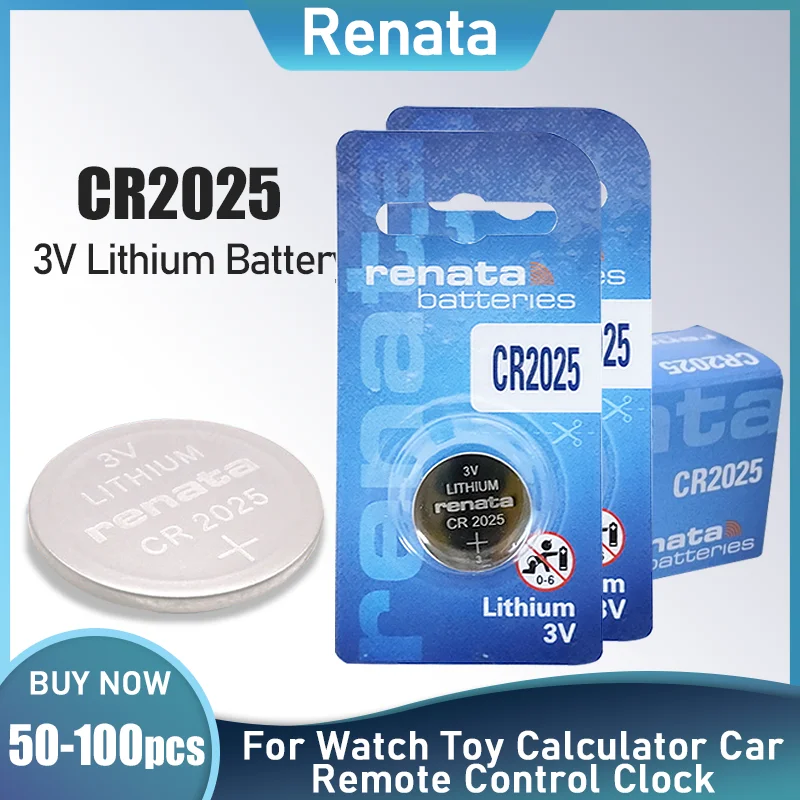 50100pcs Renata Cr2025 Cr 2025 3v Lithium Battery Button Coin Cell For