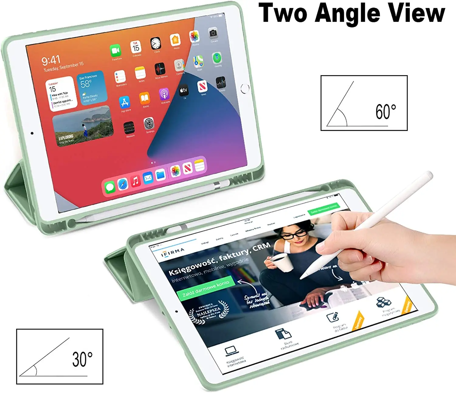 Smart Case com Suporte de Lápis para Ipad Ipad 9ª Geração Ipad 10.2 em Ipad Suporte Trifold Ipad Air 5ª Geração Novo - Imagem 5