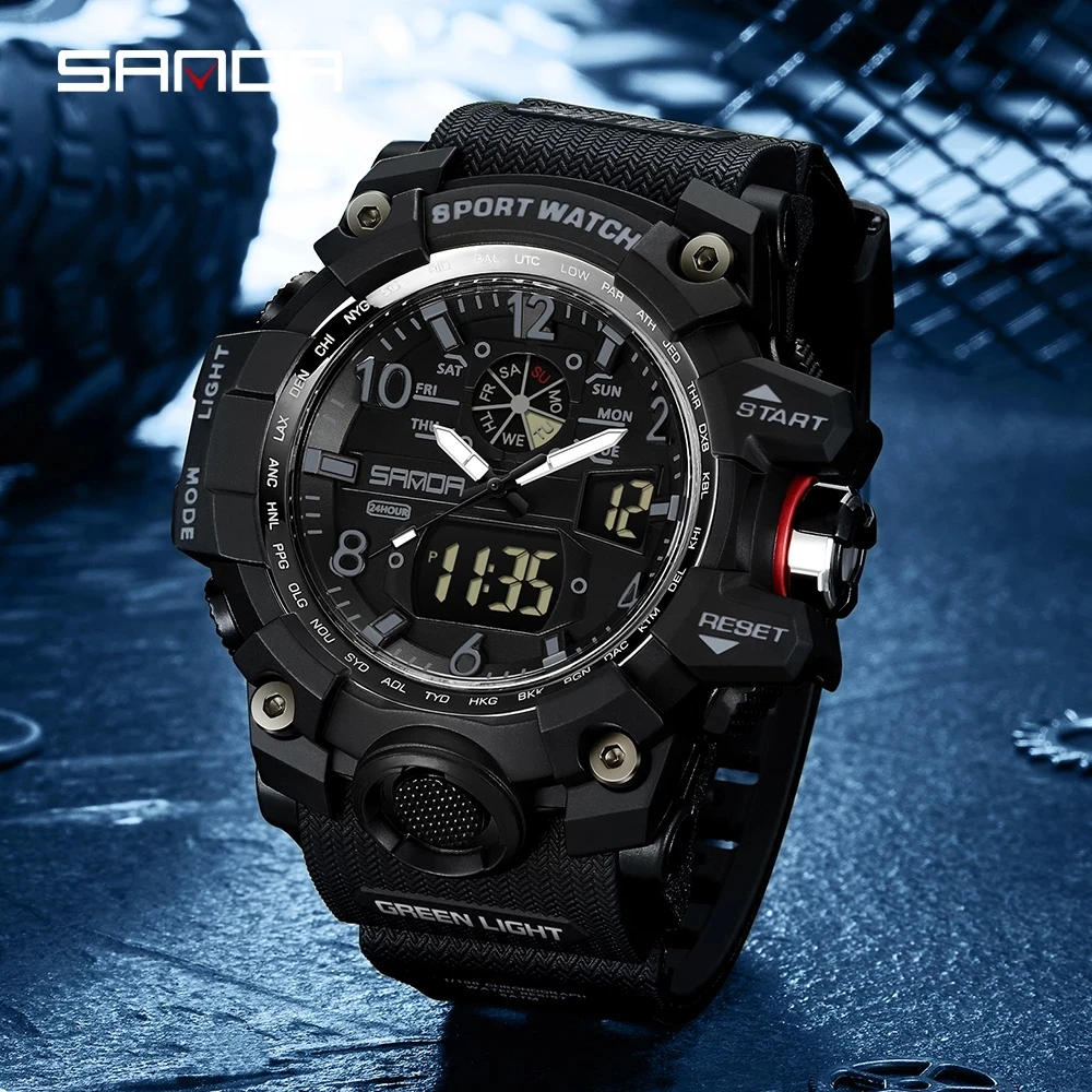 SANDA Brand G- Style Military Watch Men Digital Shock Sports Watches For Man Waterproof Electronic Wristwatch Mens Relogios 3169