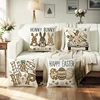 4PCS Easter Pillowcase Farmhouse Home Decor Cushion Cover Cute Bunny Eggs Printed Linen Back Cushion Cover Happy Easter Decor 1