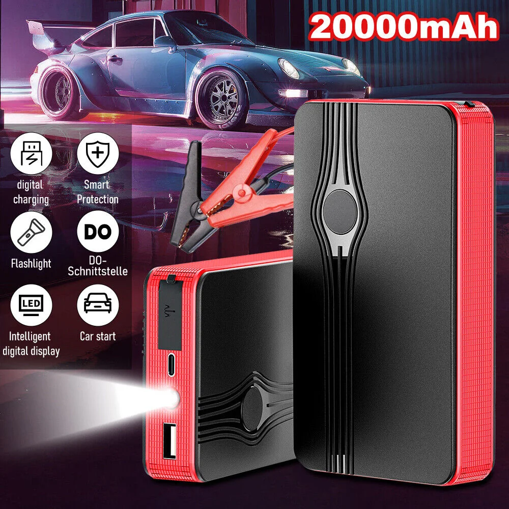 Car Jump Starter 600A 12V Battery Boost Charger Power Bank 20000mAh Emergency Start Device Car Battery Starting Tool