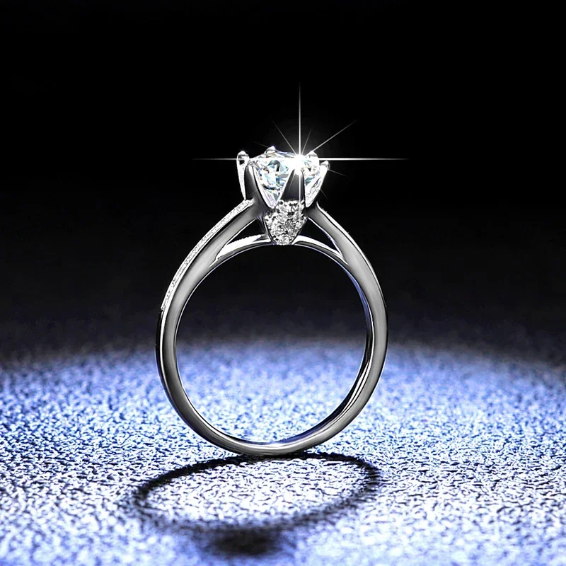 1 Carat D Color VVS1 Moissanite Rings for Women Luxury Eternal 18K White Gold Rings Sparking Diamond Band Luxury Jewelry GRA