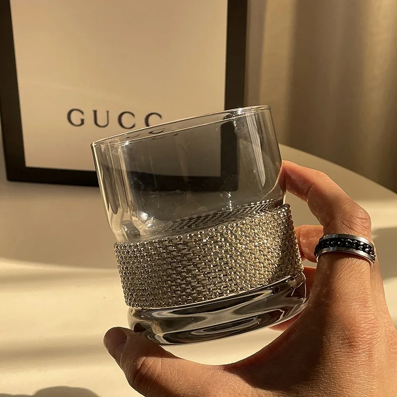 Light Luxury Diamond Glass Cup Beer Juice Coffee Water Cups Transparent Cup Whiskey Wine Glass Mug Heat-resistant Drinkware Cups
