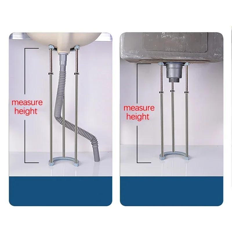 Punch-free Stainless Steel Wash Basin Support Bracket Height Adjustable C-shaped Mouth Fixed Support Frame for Kitchen Bathroom