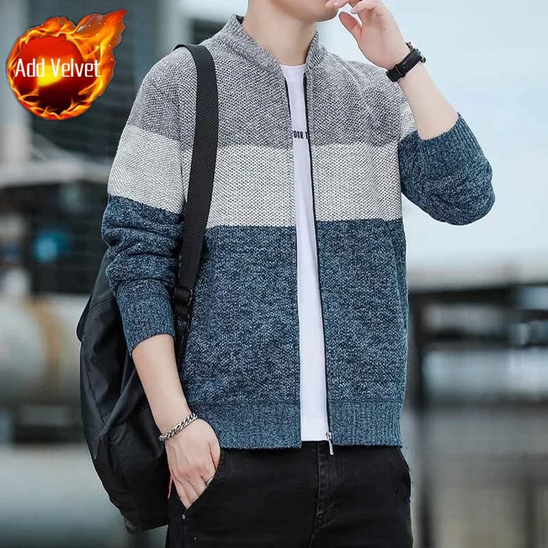 thumbnail image 1 of Abrigos Cárdigan de punto de gran tamaño para hombre Suéter de otoño e invierno para hombre Jerséis holgados Ropa de calle informal de cachemira Diseñador Cable, 1 of 5