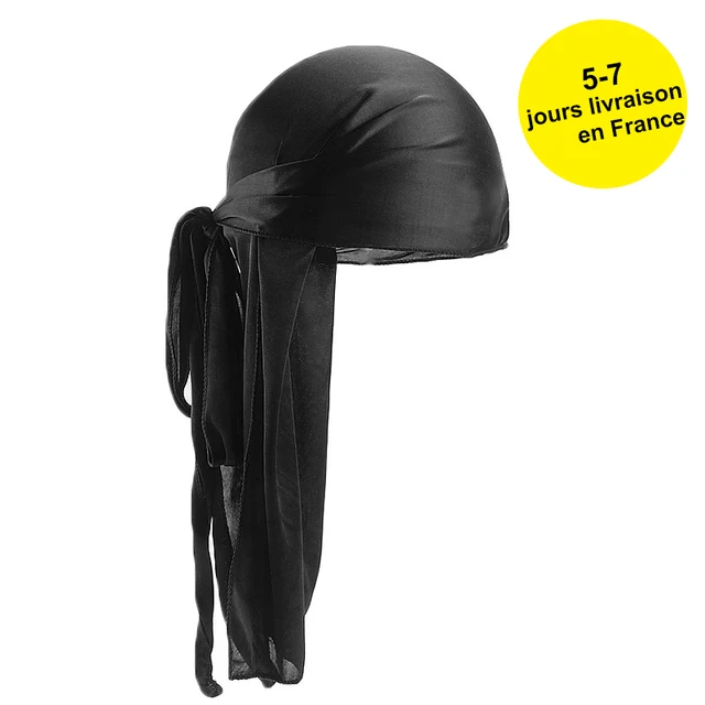Men's Silky Durags Bandanas Turban hat Wigs Doo Men Satin Durag Biker Headwear Headband Hair Accessories Extra Long Tail Du-Rag Adult Black