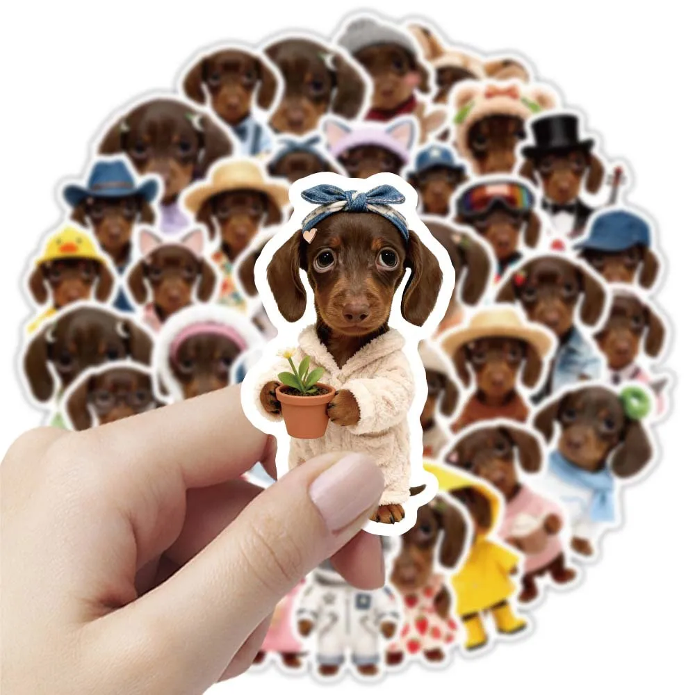 50/100Pcs 귀여운 닥스훈트 낙서 스티커 Ins 스타일 방수 컵 전화 케이스 노트북 헬멧 자동차 파일 폴더 책상 서랍 데칼