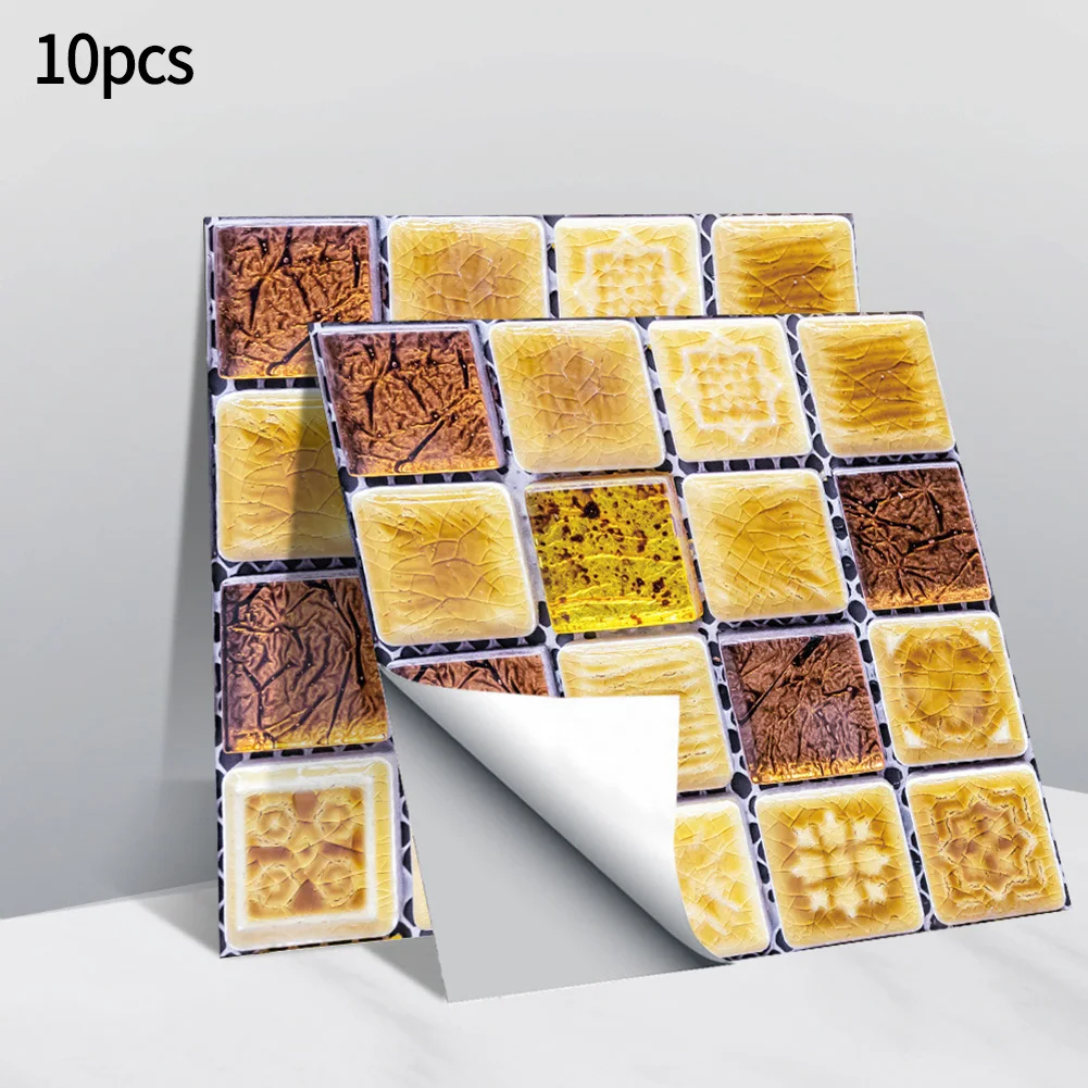 Description Picture 3 of item10Pcs 3D Mosaic Tile Stickers DIY Waterproof Self-Adhesive Wall Stickers Kitchen Bathroom Bedroom Home Decor Wall Decals