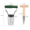 Gardening Bulb Planter Seedling Transplanter Vegetable Flower Plant Transplanters， Garden Depth Digging Tool with Wooden Handle 2
