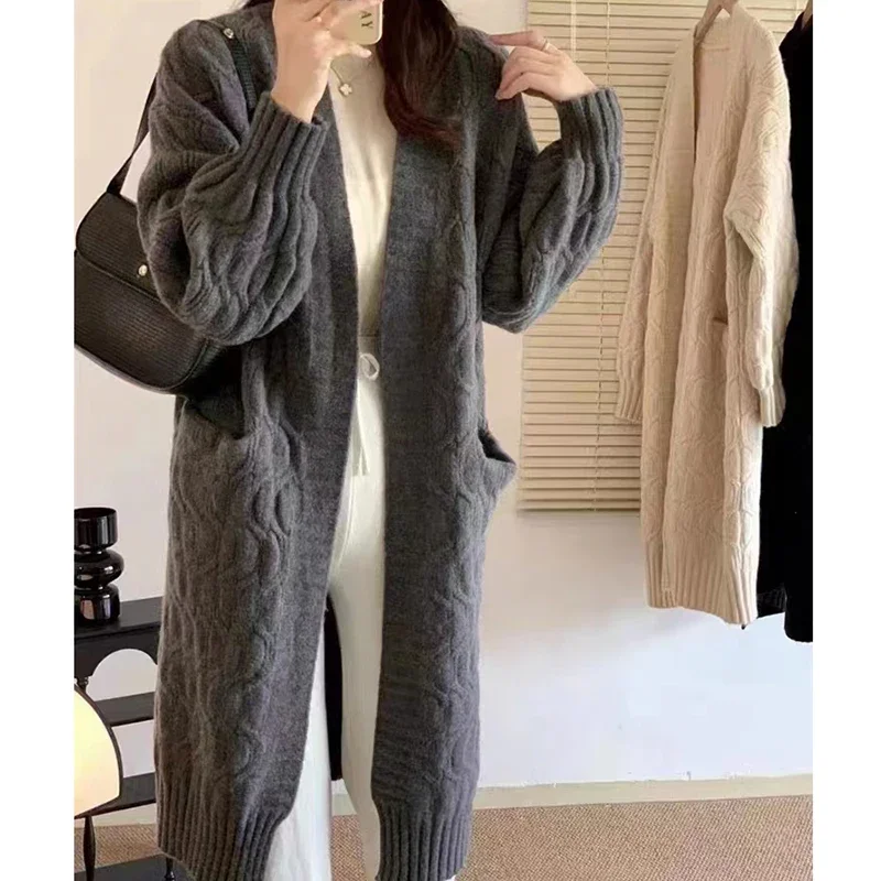 EVNISI 여성용 두꺼운 니트 롱 가디건 코트, 주머니가 있는 따뜻한 루즈 캐주얼 스웨터 재킷, 골지 오버코트, 2023 가을