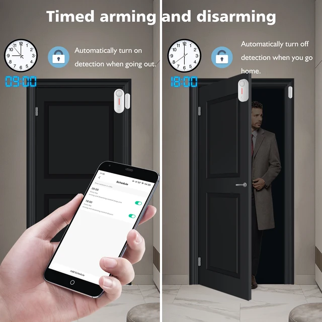 TAIBOAN Tuya WiFi Door Sensor Smart APP Window Sensor Alarm Detector Independent Magnetic Sensor Work With Alexa Google Home 5
