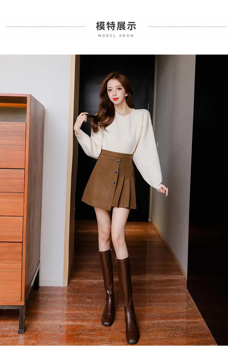 2022 Pleated Skirt Women Autumn Irregular Slim A-line Skirt Korean Fashion School Uniform Girls Casual Preppy Style pink skirt