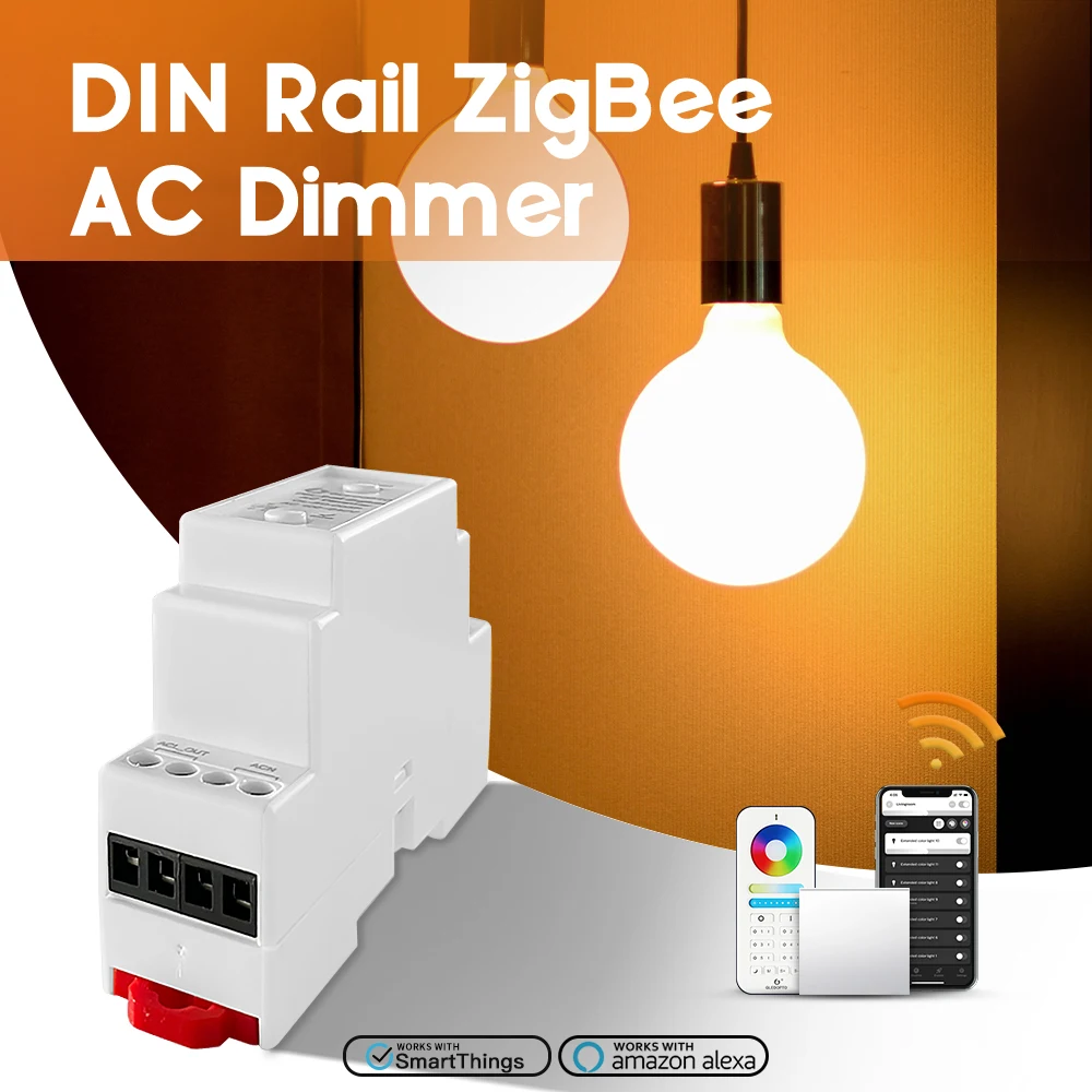 

GLEDOPTO Din Rail ZigBee AC Dimmer APP Push Switch RF Remote Control 35MM Electrical Guide Rail Work with Tuya SmartThings Alexa